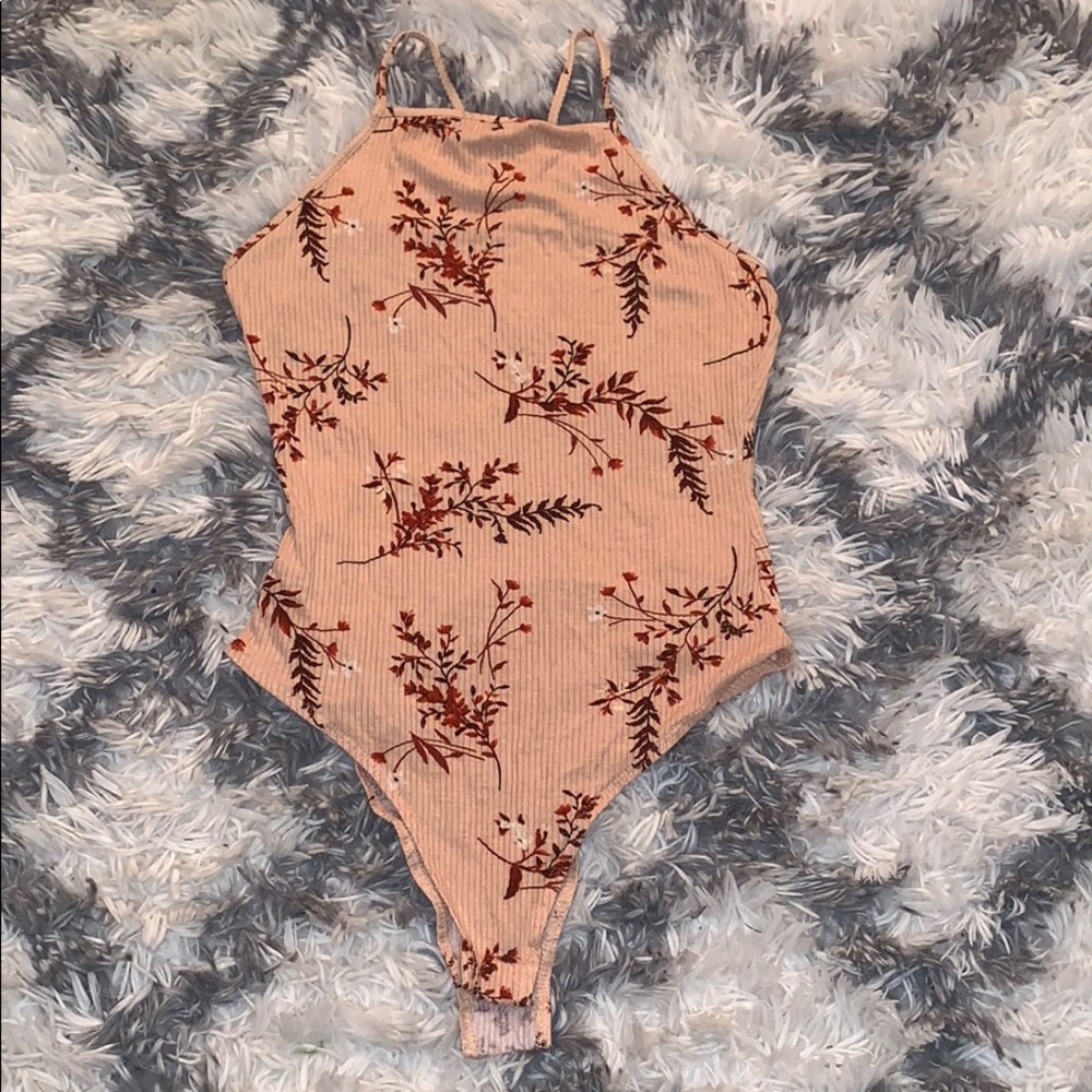 Floral pink body suit
